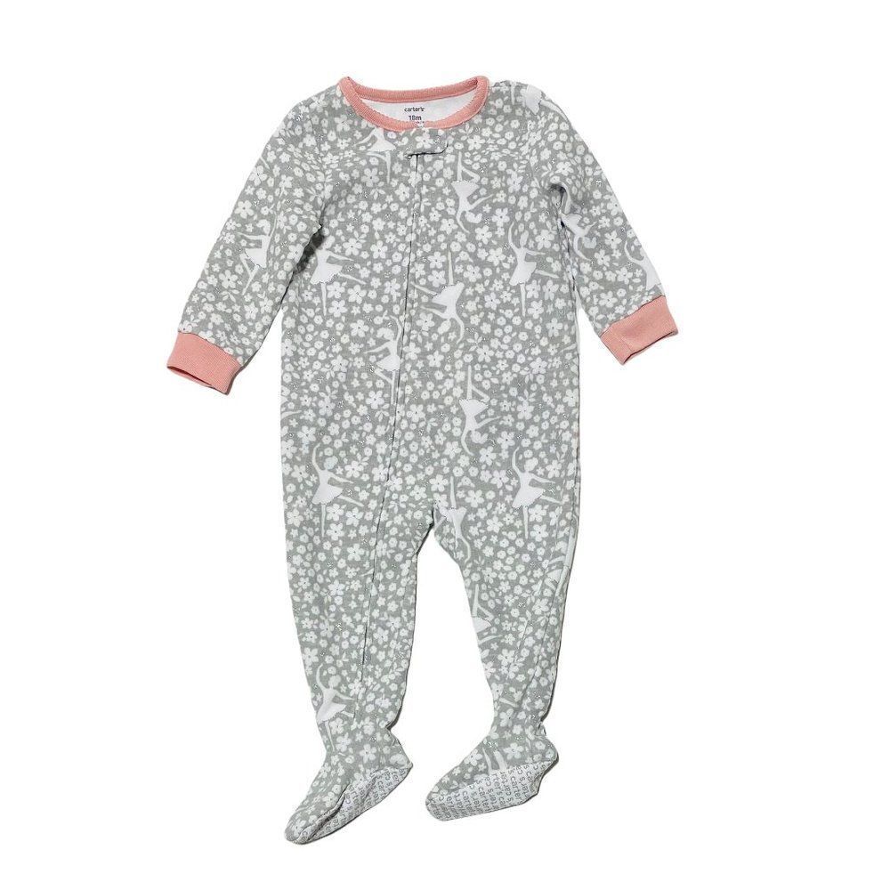 NEW Carters Sparkly Star Ballerina Print Fleece Footed PJs